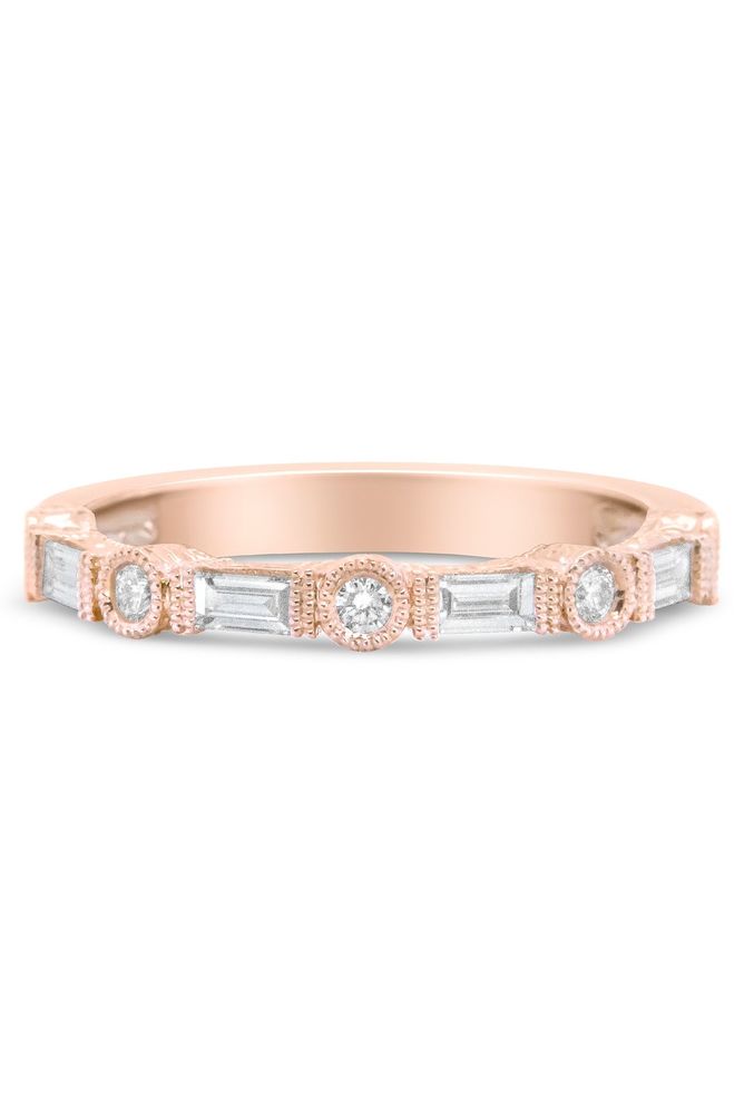 3/8 Cttw Baguette and Round Diamond Bridal Band -